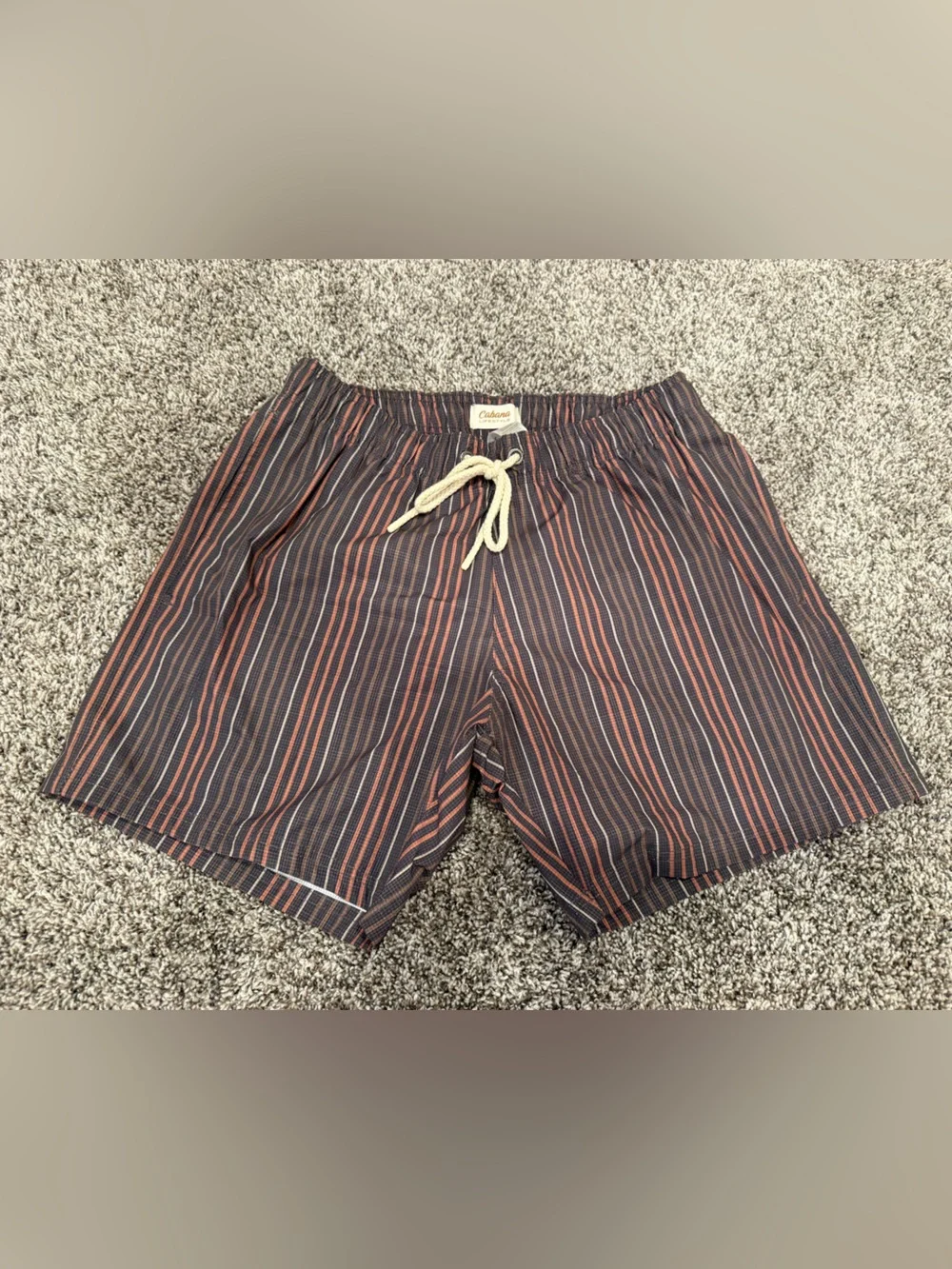 Cabana Life Swim Trunks Men’s Small NWOT Navy Coral Stripe